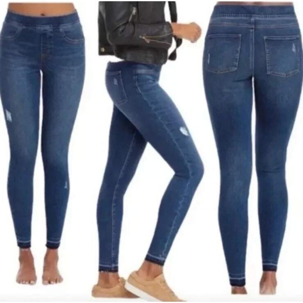 SPANX Distressed Denim Legging Medium Wash Skinny Jeans Pants Size S/P